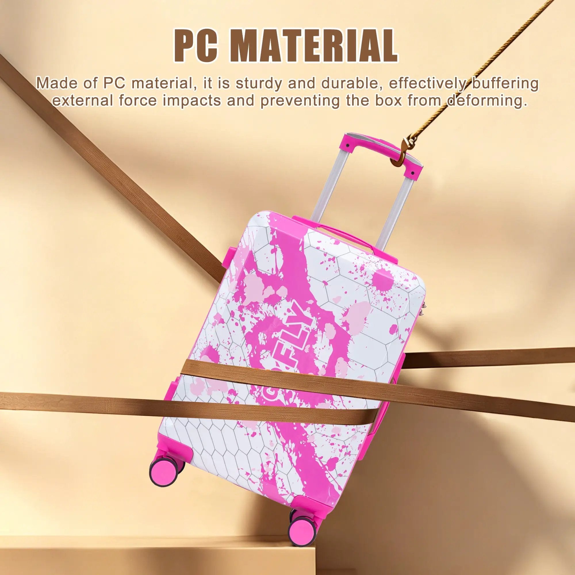 20 Inch PC Spinner Wheel Luggage - Pink by HouseOfZazla