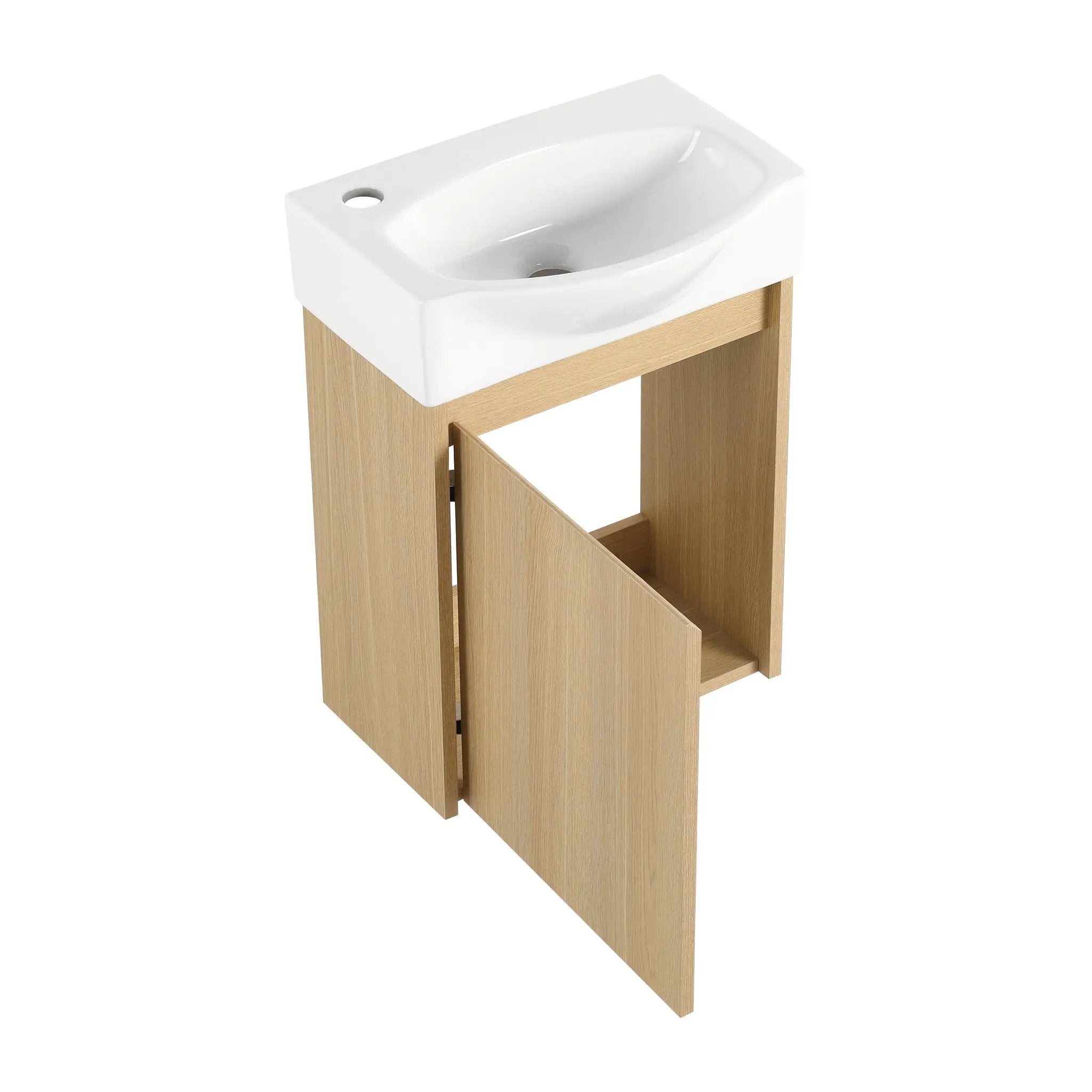 Modern Bathroom Vanity With Ceramic Basin, Wall Mounted Floating Sink Combo, Storage Cabinet by HouseOfZazla