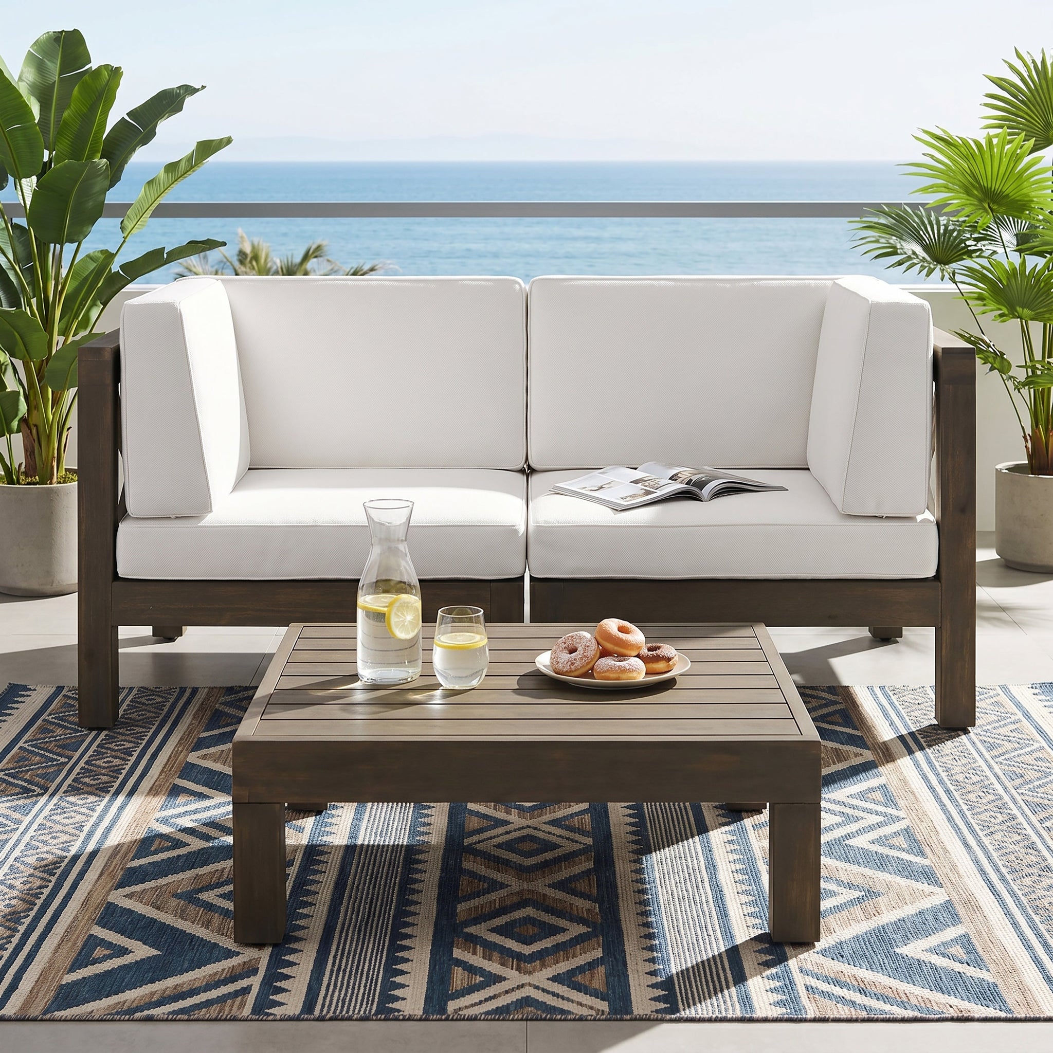 Brava X-Back 2-Seater Sectional Loveseat with Coffee Table by HouseOfZazla