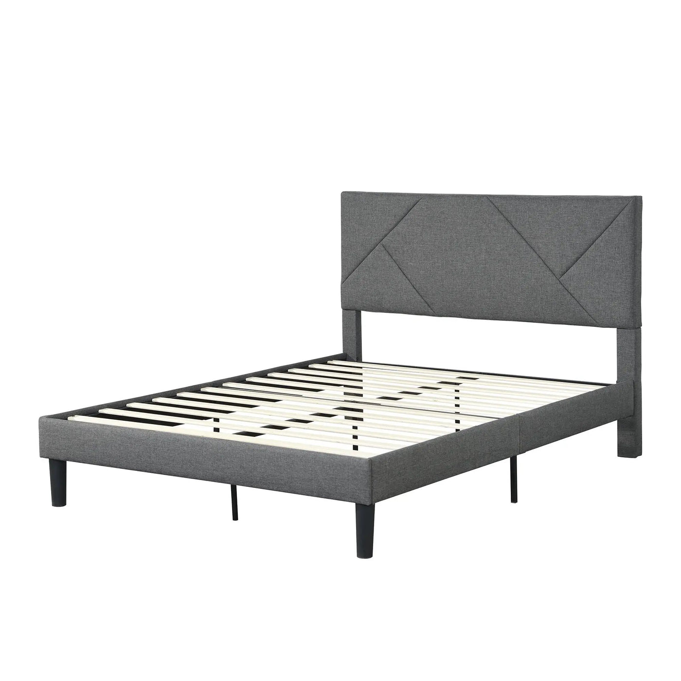 Upholstered Platform Bed Frame With Headboard, Wood Slat Support by Unique Piece Furniture