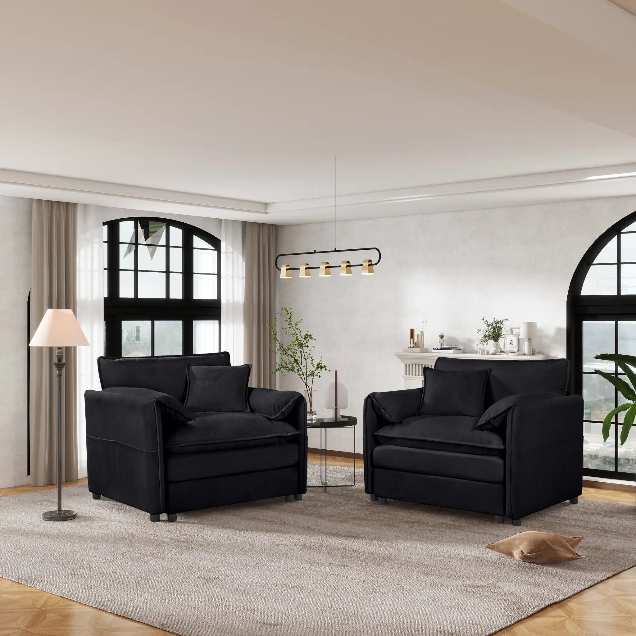 Oversized Chenille Accent Chair Set of 2 by HouseOfZazla