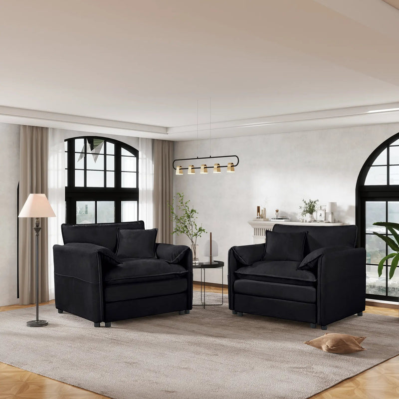 Oversized Chenille Accent Chair Set of 2 by HouseOfZazla