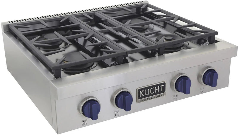 Kucht 30" 4 Burners Stainless Propane Cooktop KFX309T/LP-B by Farmhouse Kitchen and Bath