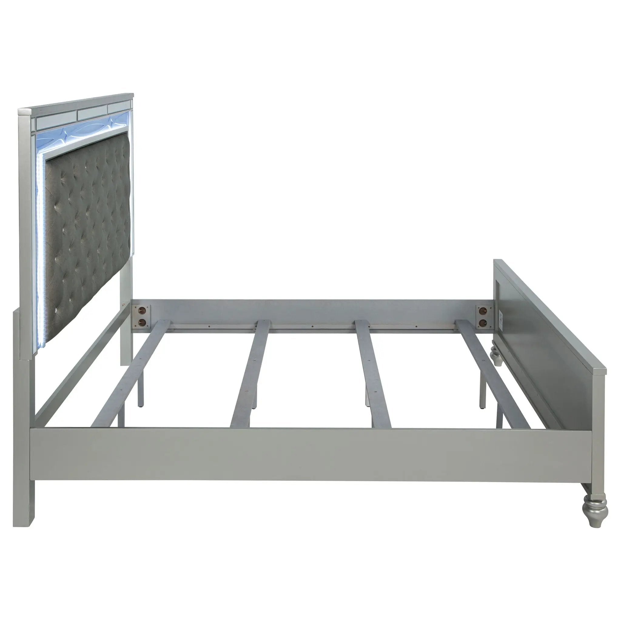 Gunnison Wood Eastern King LED Panel Bed Silver Metallic by Unique Piece Furniture