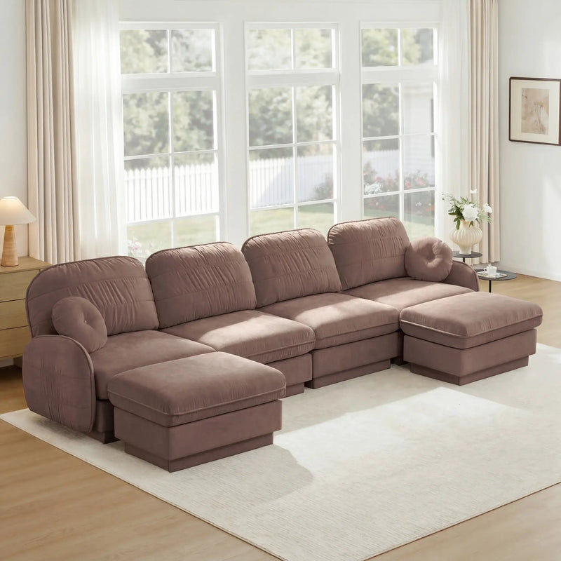 137" Oversize Chenille U-Shaped Sofa by HouseOfZazla