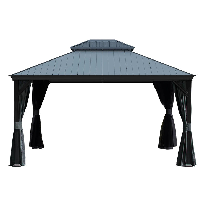 12'x14' Hardtop Gazebo with Resin Roof and Drainage Gutters by HouseOfZazla