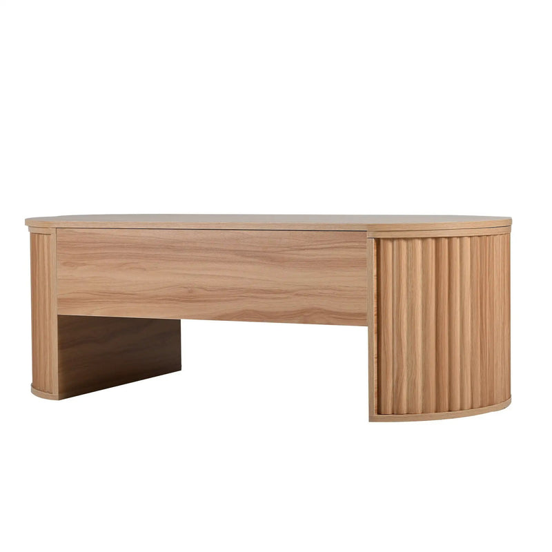 Lift Top Coffee Table With Hidden Compartment, Modern Oval Lift Tabletop For Home Living Room by HouseOfZazla