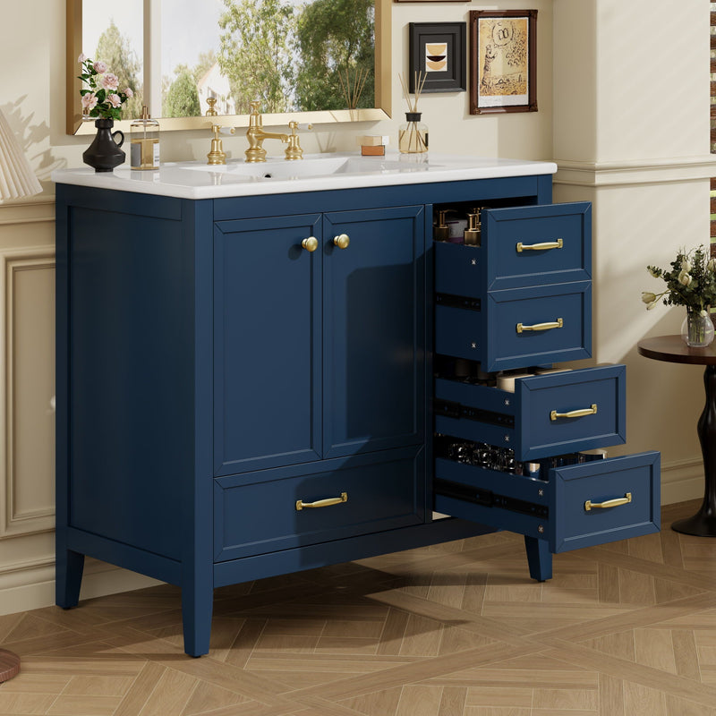 Elegant Vintage Bathroom Vanity With Sink and Soft Closing Drawers by HouseOfZazla