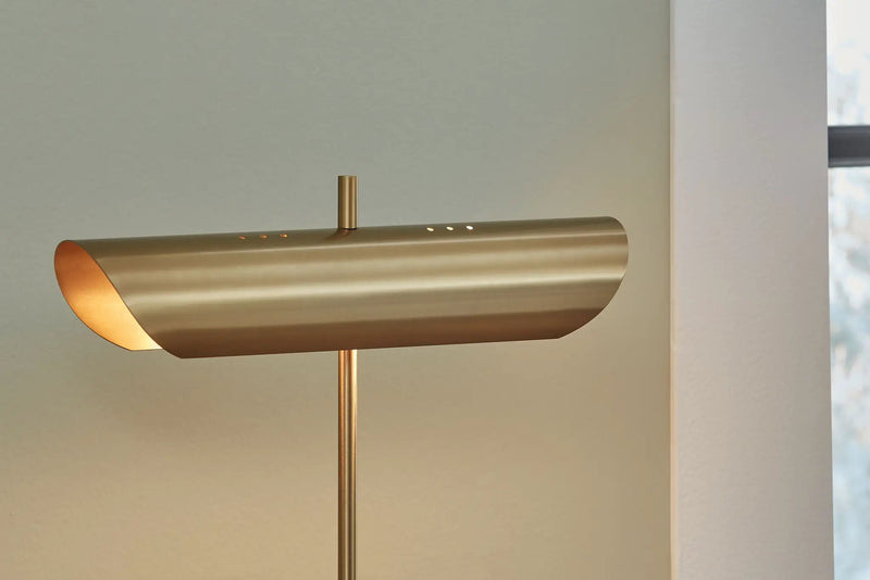 Rowleigh - Marble Desk Lamp - Gold Finish / White by Unique Piece Furniture