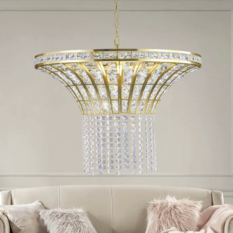 8-Light 23.6' Wide Crystal Waterfall Chandelier by HouseOfZazla
