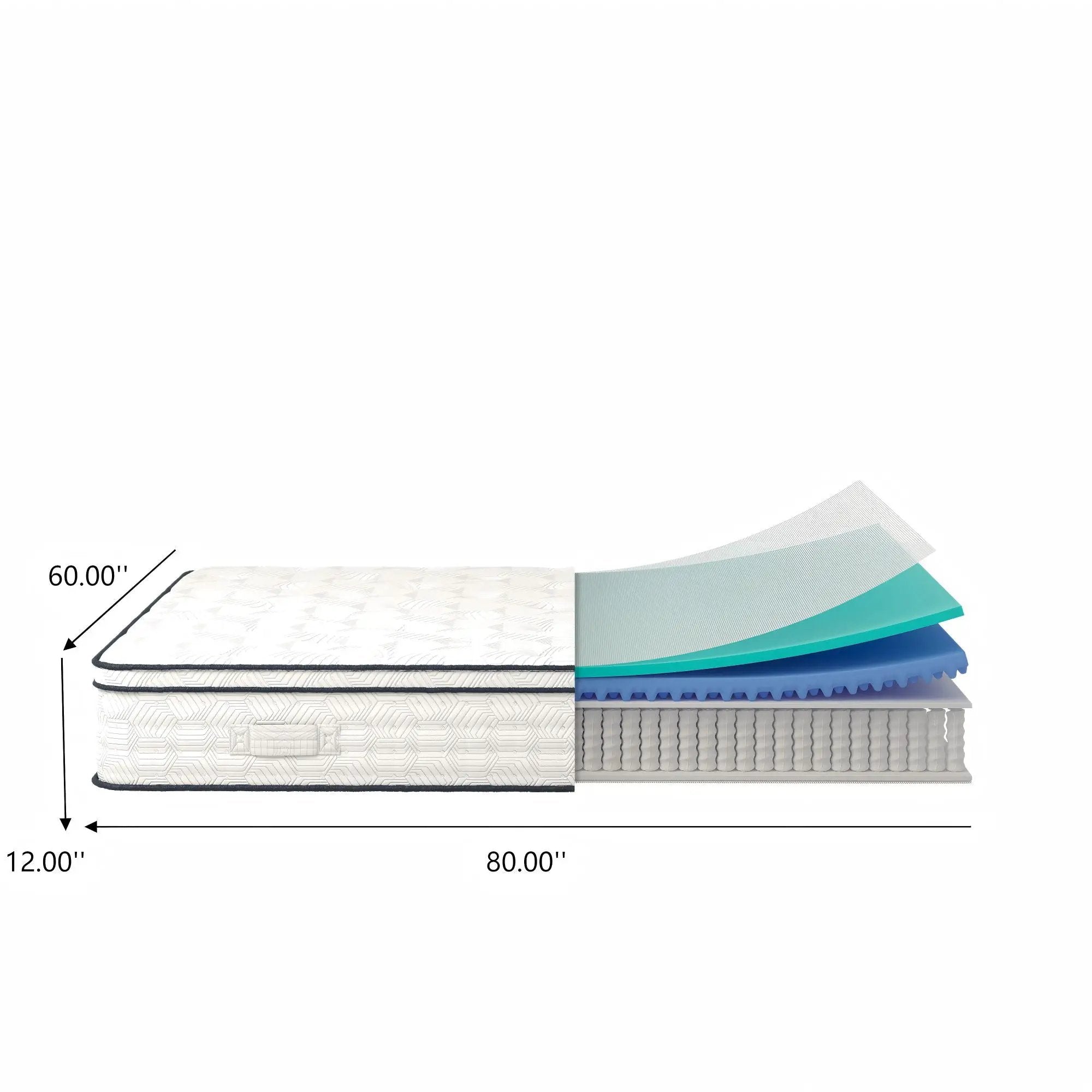 12'' Hybrid Mattress With Pocket Springs And Memory Foam, Medium Firm Support - White - Queen by Unique Piece Furniture