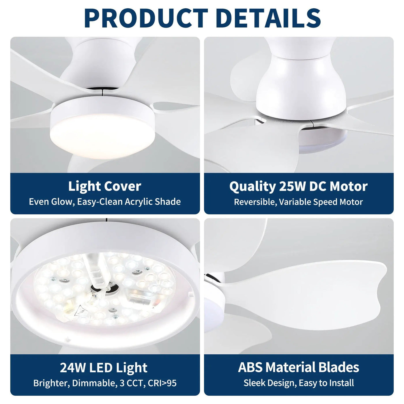 Low Profile Flush Mount Ceiling Fan With Light by HouseOfZazla