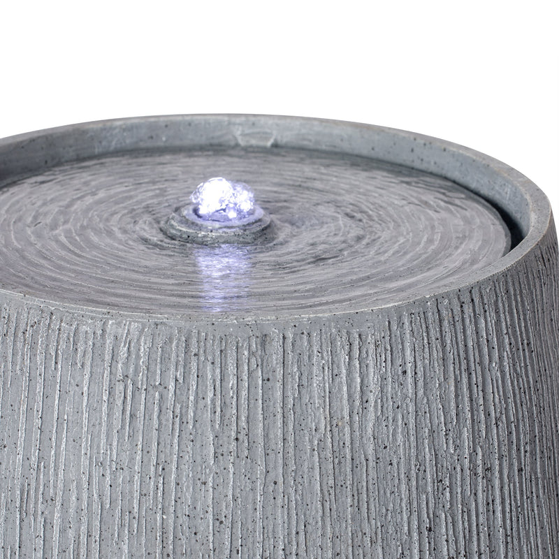 12.99" Gray Polyresin Outdoor Water Fountain with LED Light by HouseOfZazla