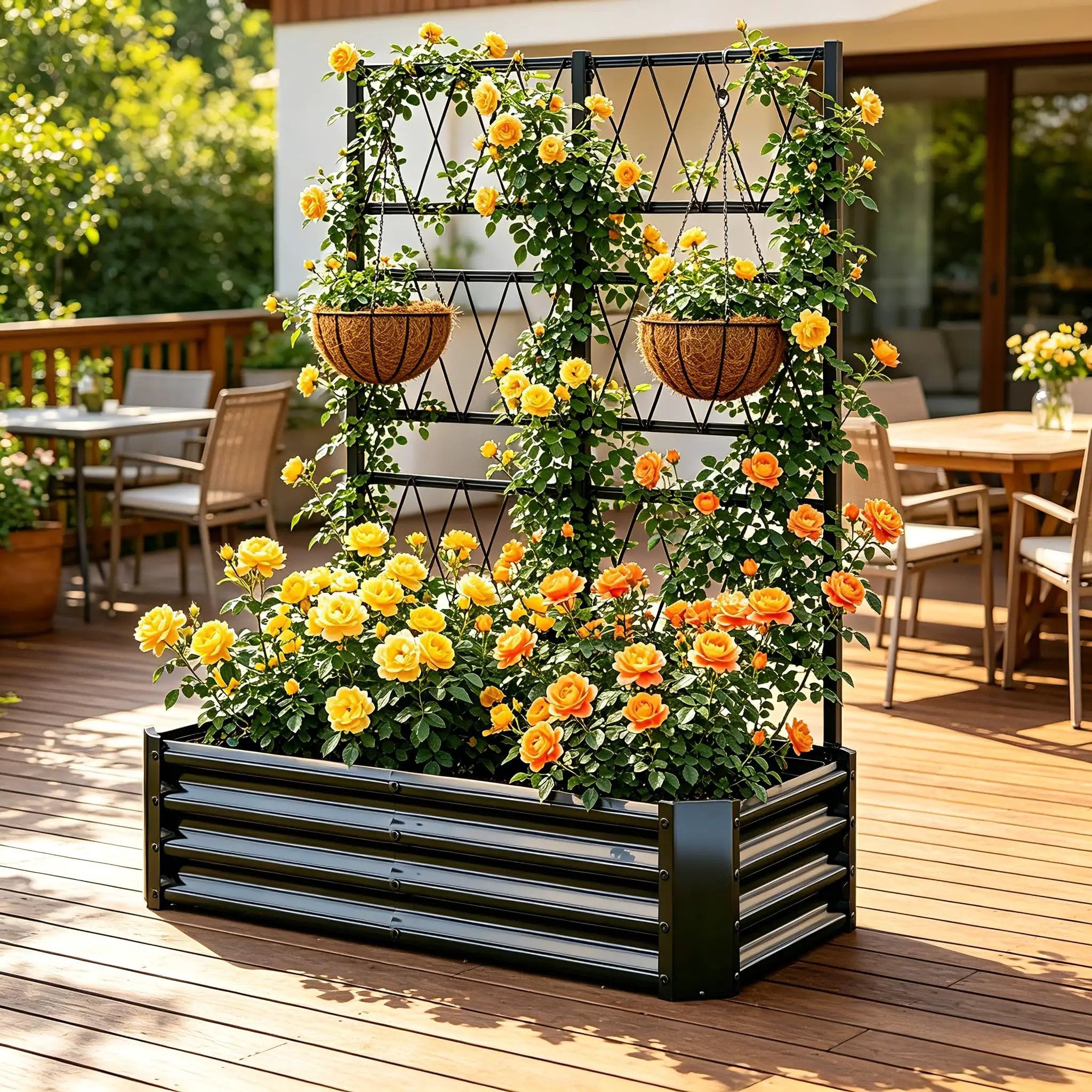 Galvanized Raised Garden Bed with Arch Trellis by HouseOfZazla