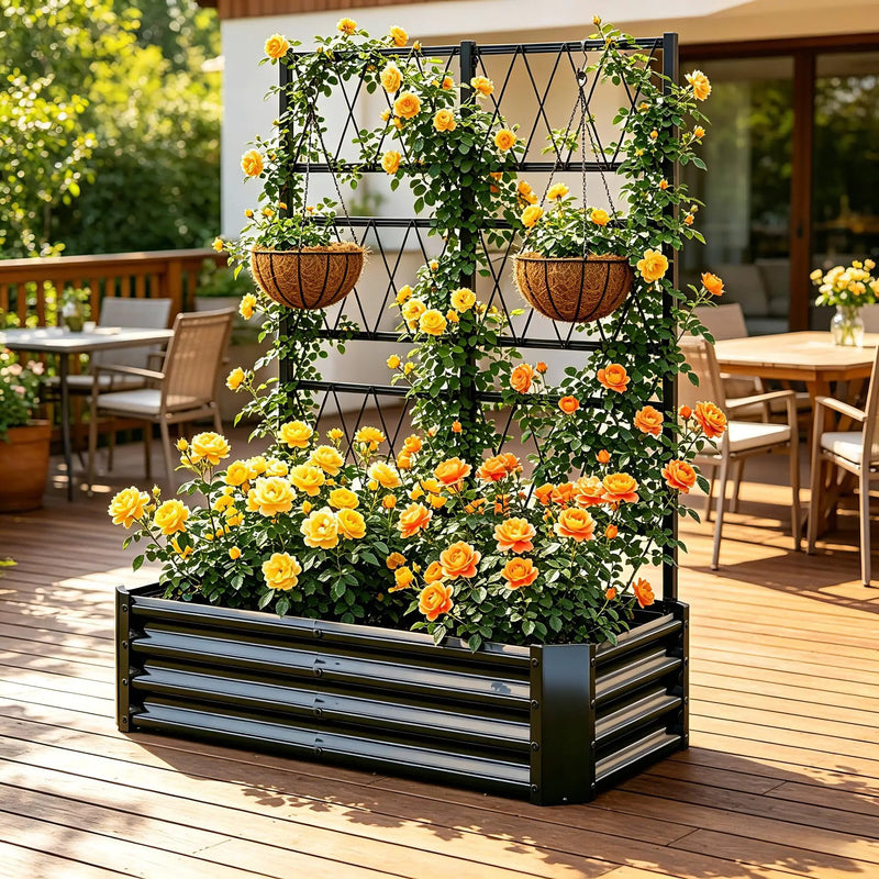 Galvanized Raised Garden Bed with Arch Trellis by HouseOfZazla