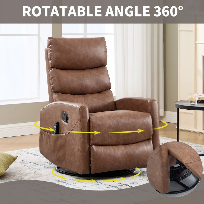 Heat Massage Manual Recliner Chair with Rocker and Swivel by HouseOfZazla