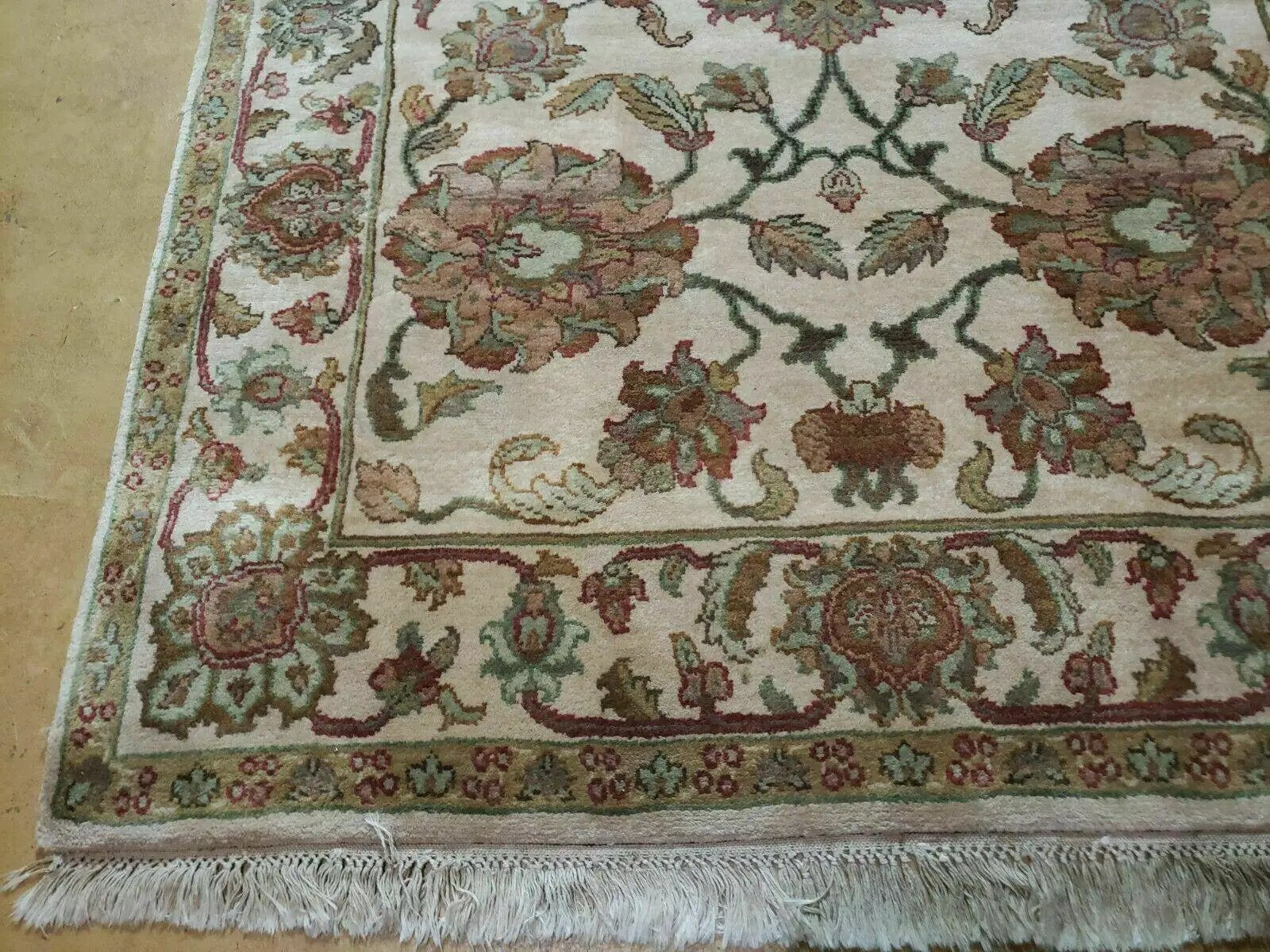 4x12 Vintage Oriental Runner Rug Hand Knotted Indian Agra Wool Tea Washed Beige by Jewel Rugs