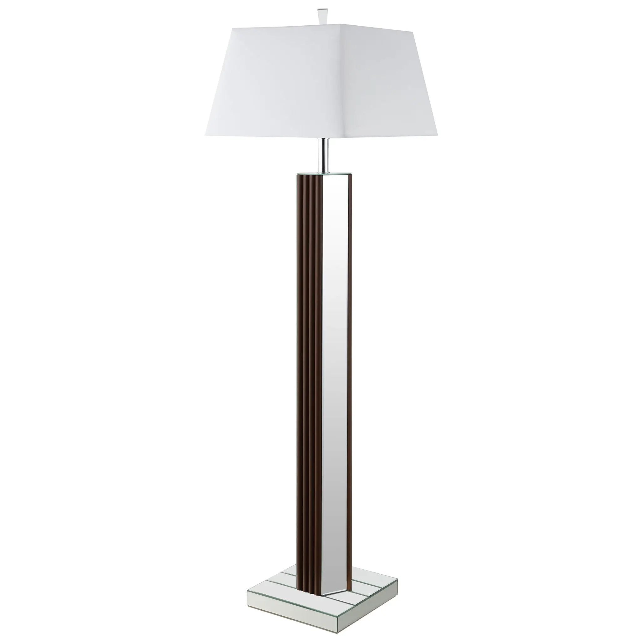 Elena 67-inch Square Tapered Mirrored Floor Lamp Brown by Unique Piece Furniture