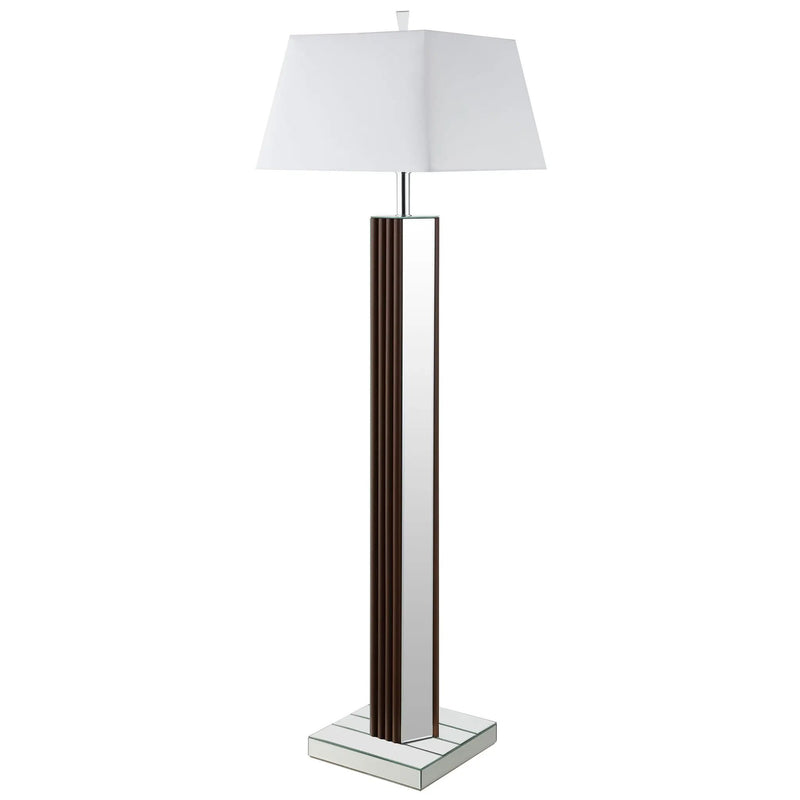 Elena 67-inch Square Tapered Mirrored Floor Lamp Brown by Unique Piece Furniture