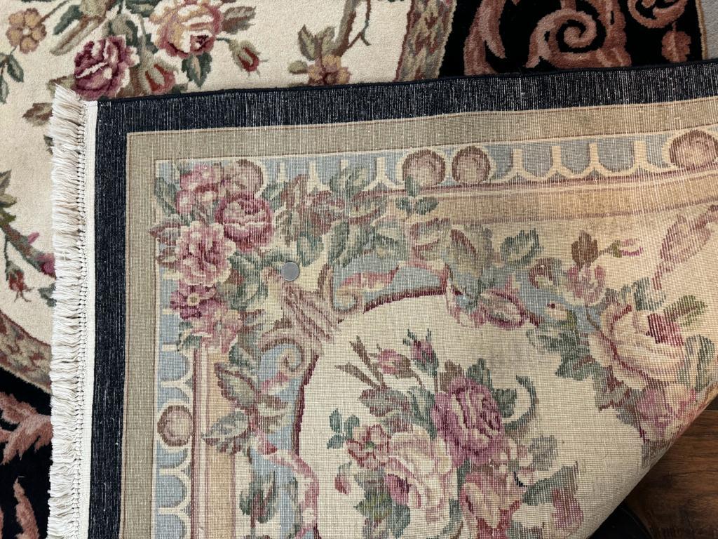 Aubusson Rug 8x10, Floral, Wool Pile, Elegant, European Design, Handmade, Fine by Jewel Rugs