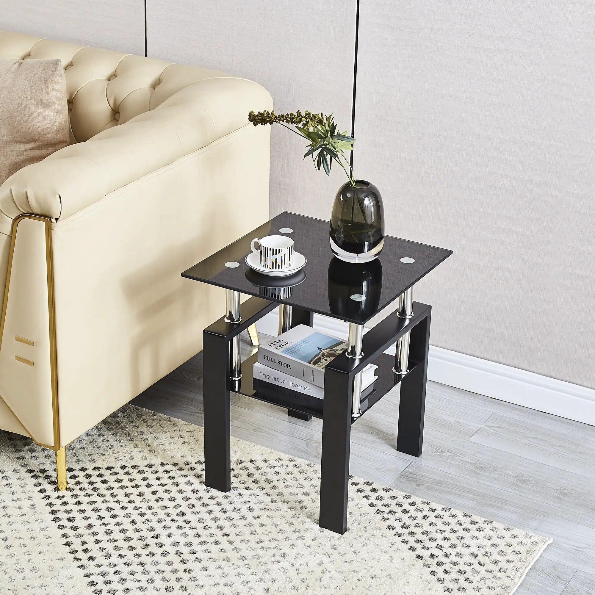 Tempered Glass Table With Storage by Unique Piece Furniture