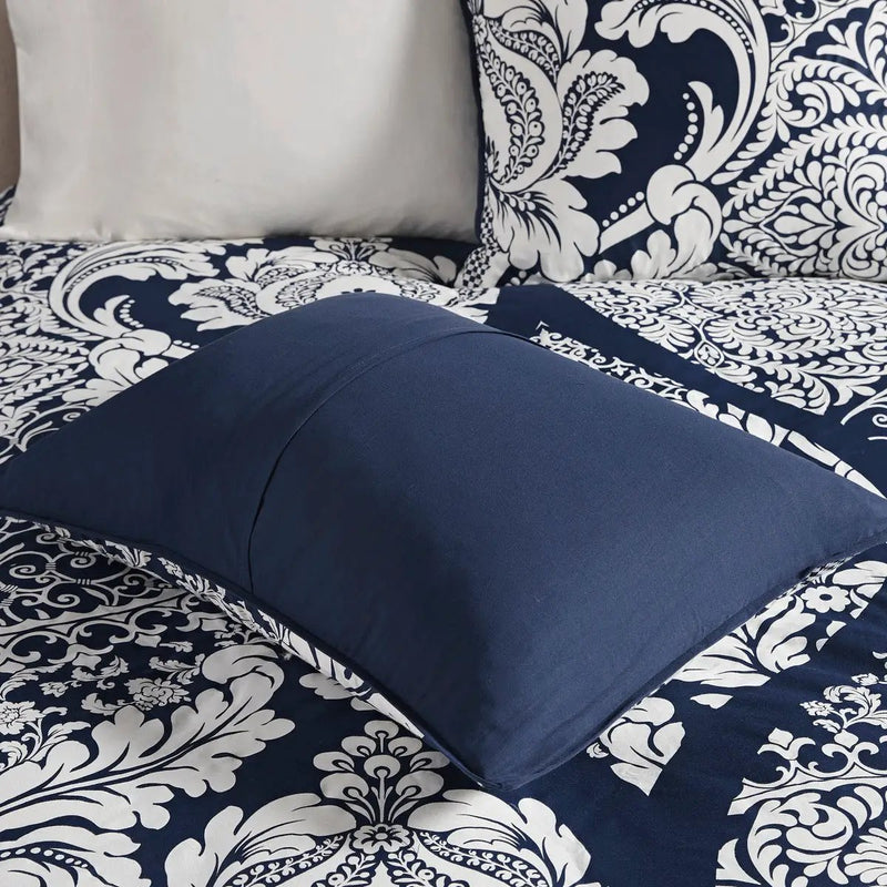 7 Piece Cotton Printed Comforter Set - Indigo - Cal King by HouseOfZazla