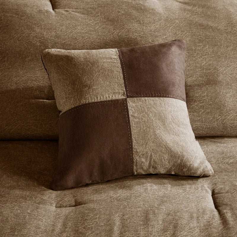 7 Piece Faux Suede Comforter Set Brown Queen by HouseOfZazla