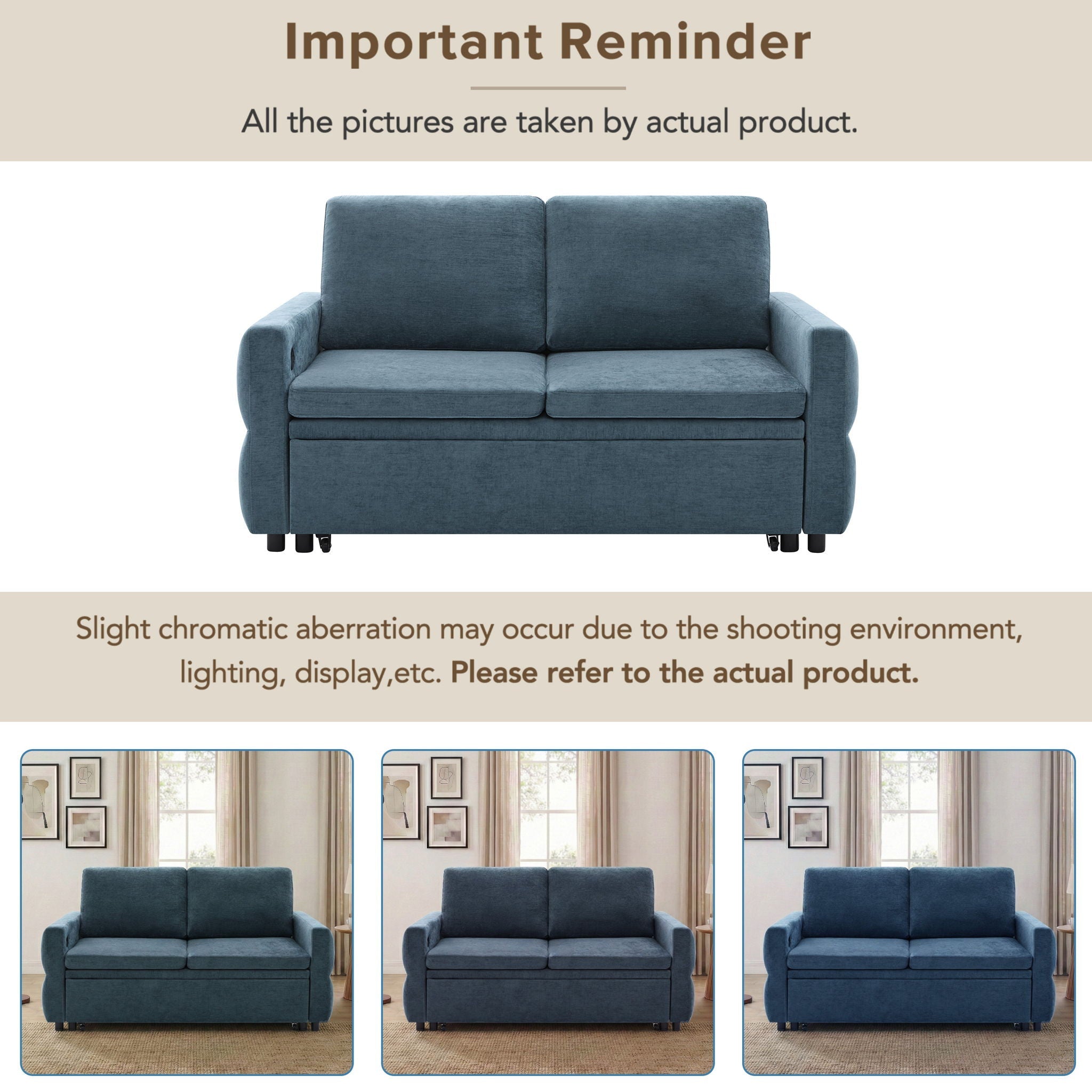 Convertible Sofa Bed Loveseat With Adjustable Backrest And USB Ports by HouseOfZazla