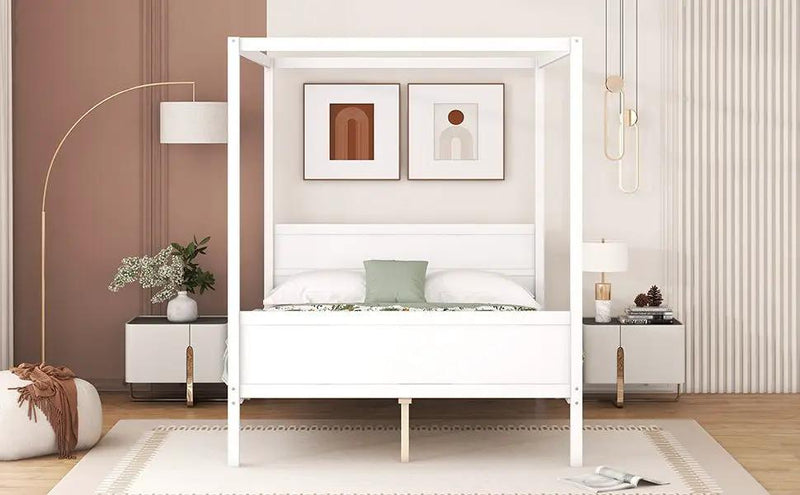 Canopy Platform Bed With Headboard And Footboard, Slat Support Leg by HouseOfZazla
