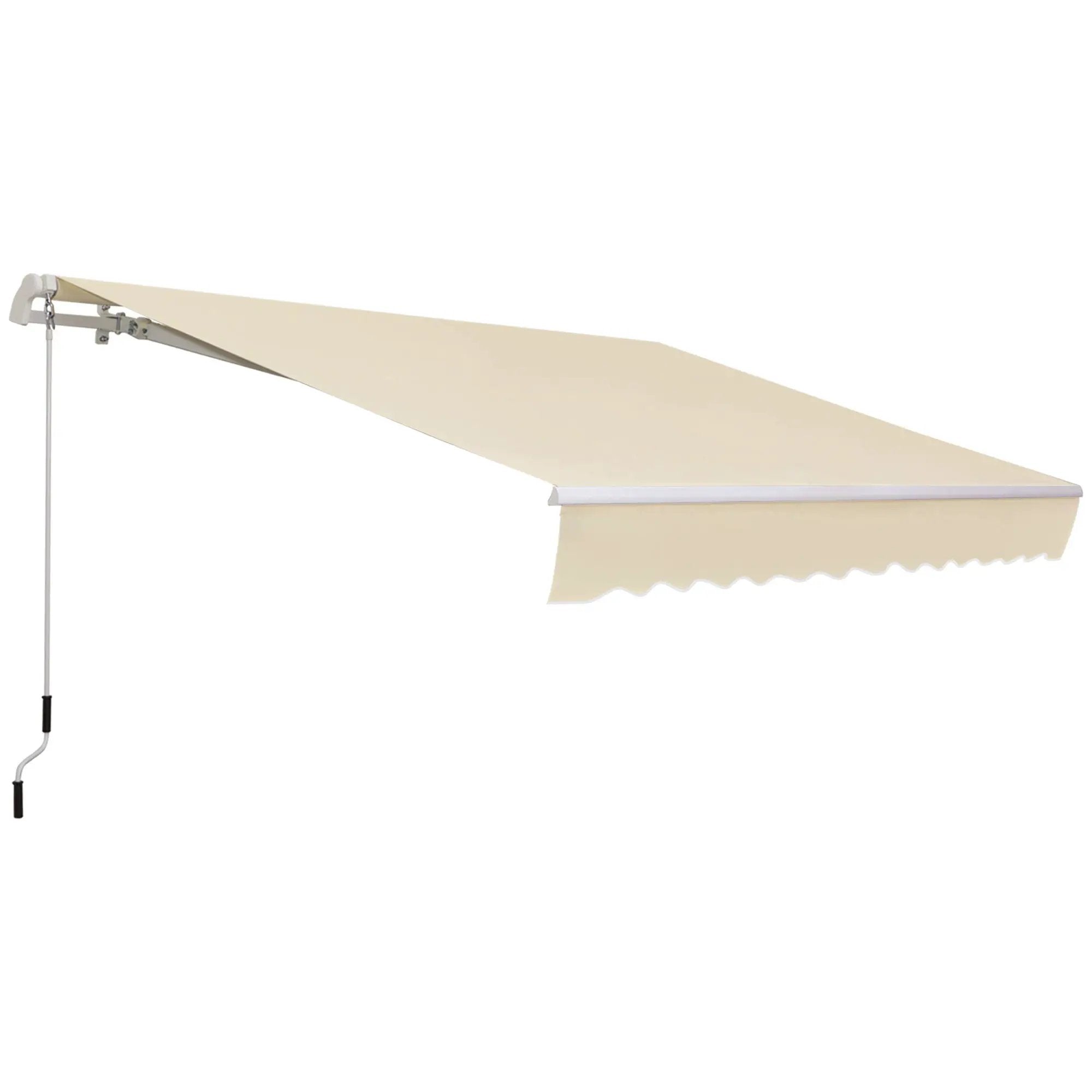 Outsunny - 12' x 8' Retractable Awning Patio Awnings Sun Shade Shelter With Manual Crank Handle, 280G / M² Uv & Water-Resistant Fabric And Aluminum Frame For Deck, Balcony, Yard - Cream White by Unique Piece Furniture