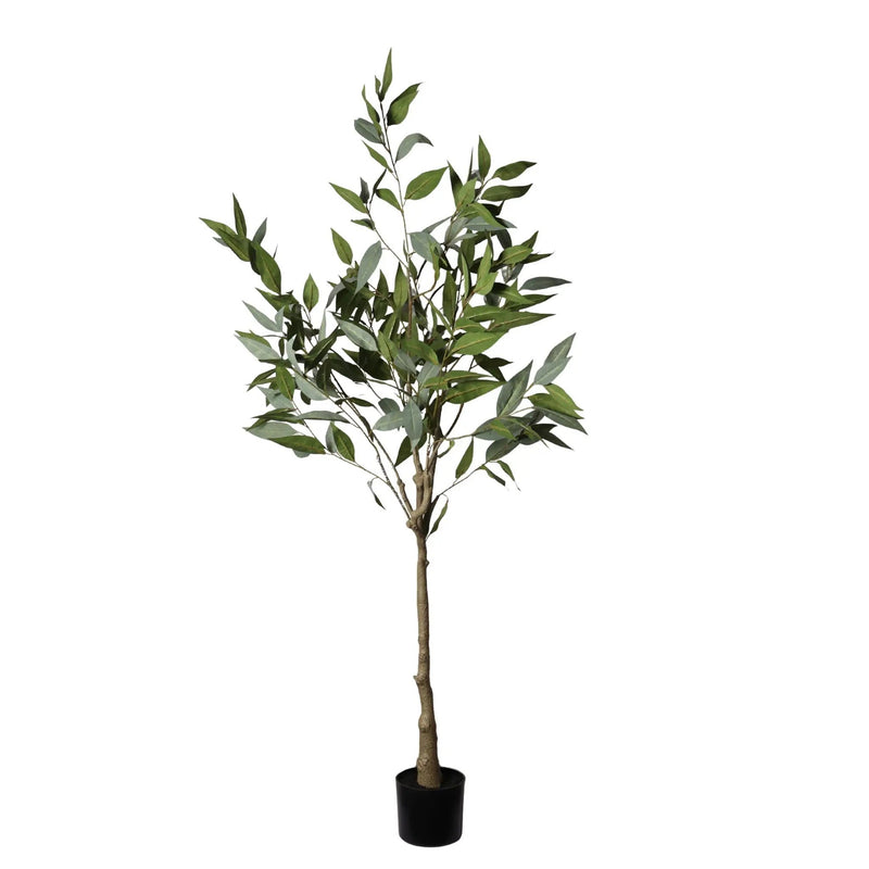 5Ft Realistic Artificial Eucalyptus Tree In Pot With Lush Leaves For Home Office Decor - Green Leaves by HouseOfZazla