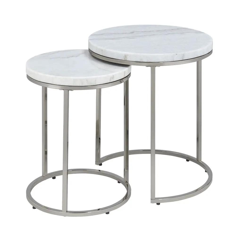 Zaidee - Nesting Table Set - Marble Top & Nickel by Unique Piece Furniture