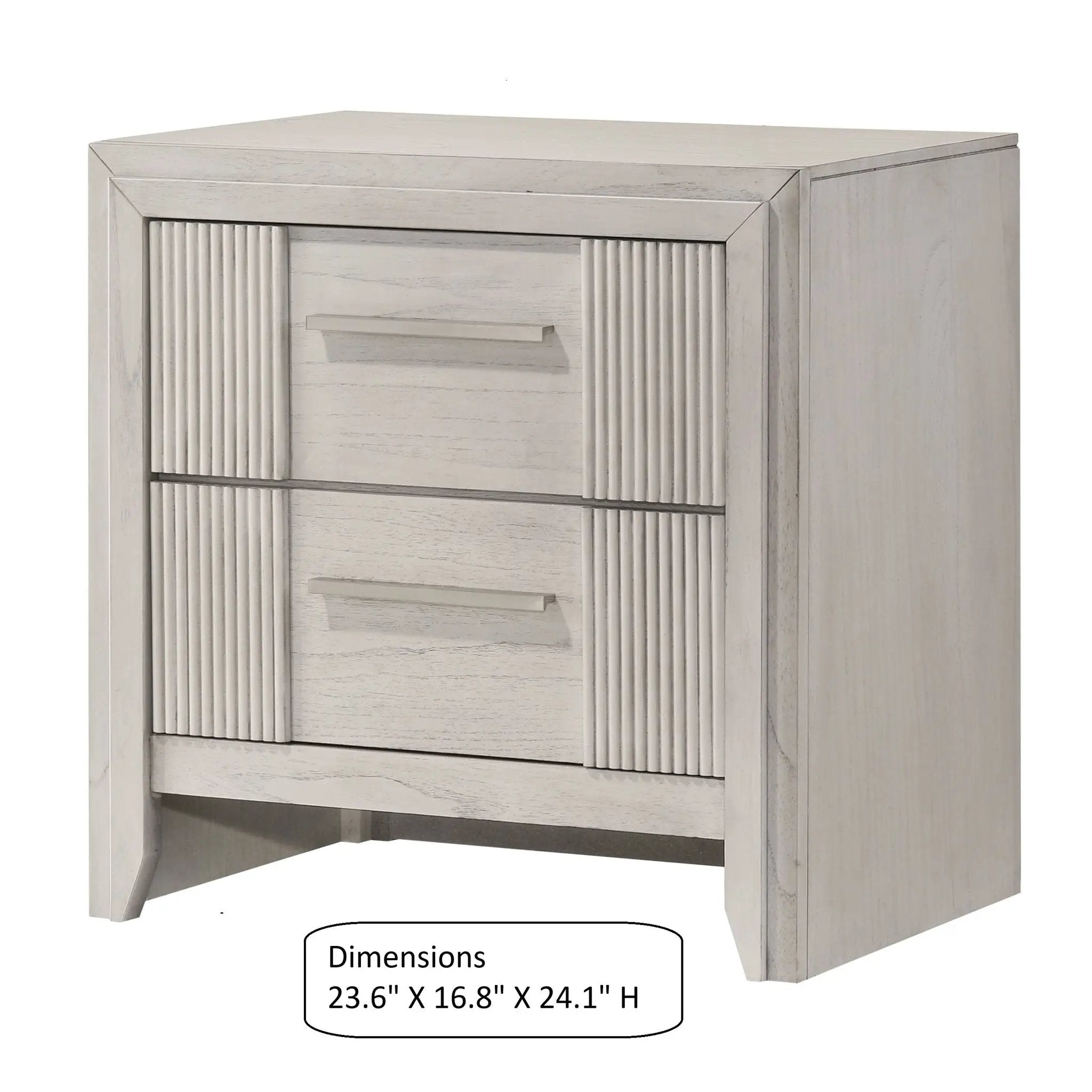 2 Drawer Nightstand With Bar Handle - Antique White by HouseOfZazla