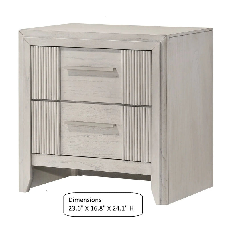 2 Drawer Nightstand With Bar Handle - Antique White by HouseOfZazla
