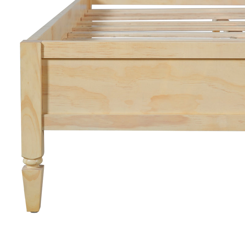 King Size Wood Platform Bed Frame with Classic Panel Headboard by HouseOfZazla