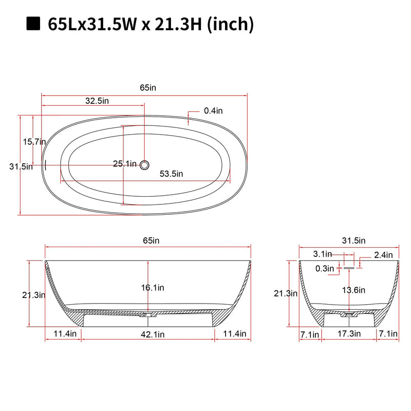 65'' Freestanding Bathtub by HouseOfZazla