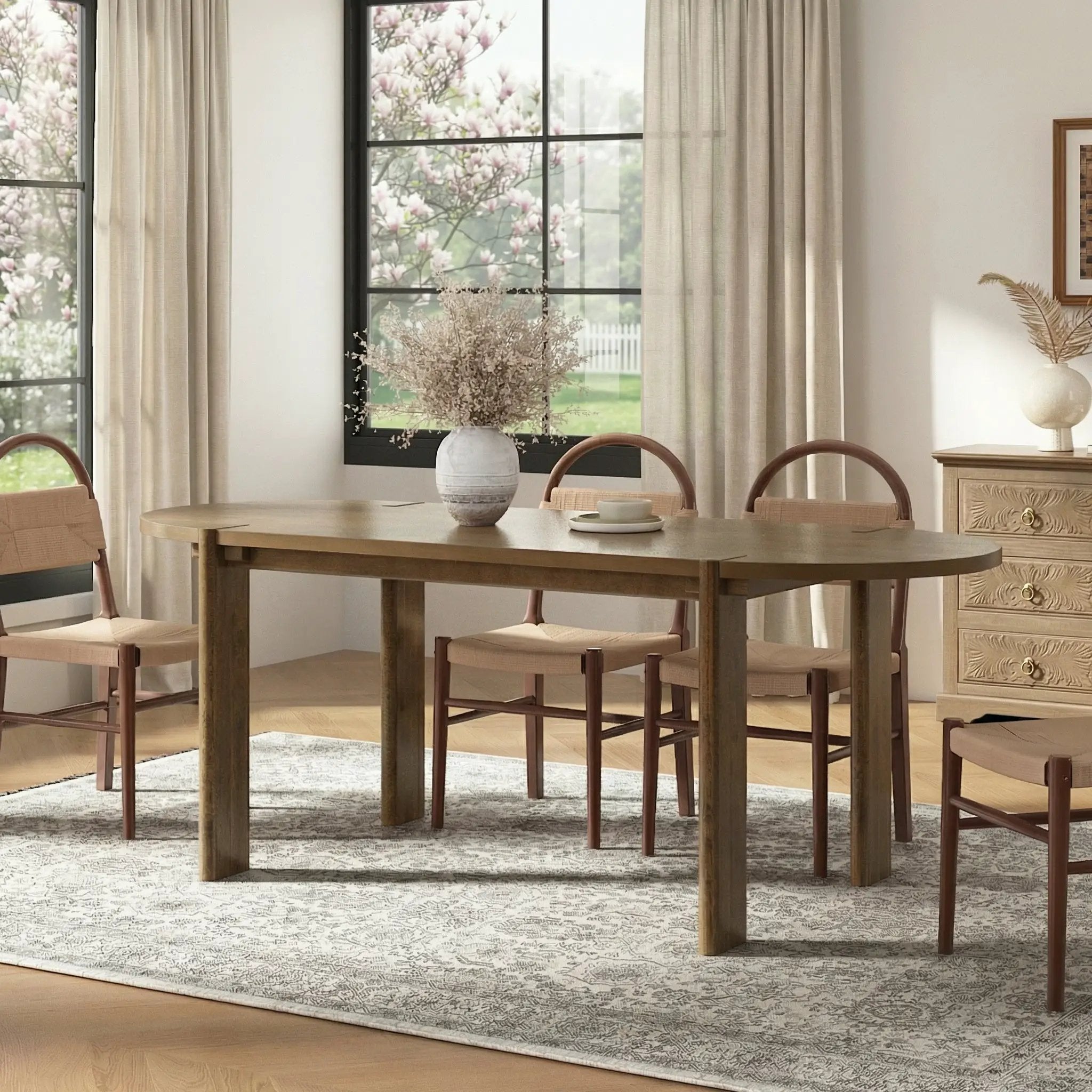 Modern Wooden Dining Table for 4 to 6 People, 71" Large by HouseOfZazla