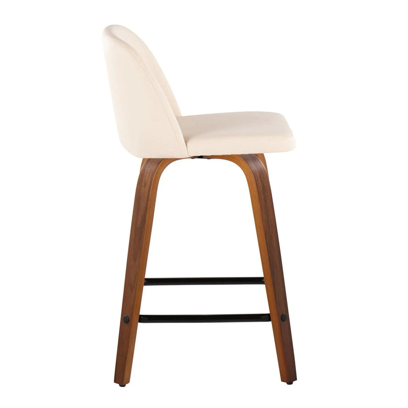 Toriano - Mid Century Modern Fixed Height Counter Stool With Swivel With Square Footrest (Set of 2) by HouseOfZazla