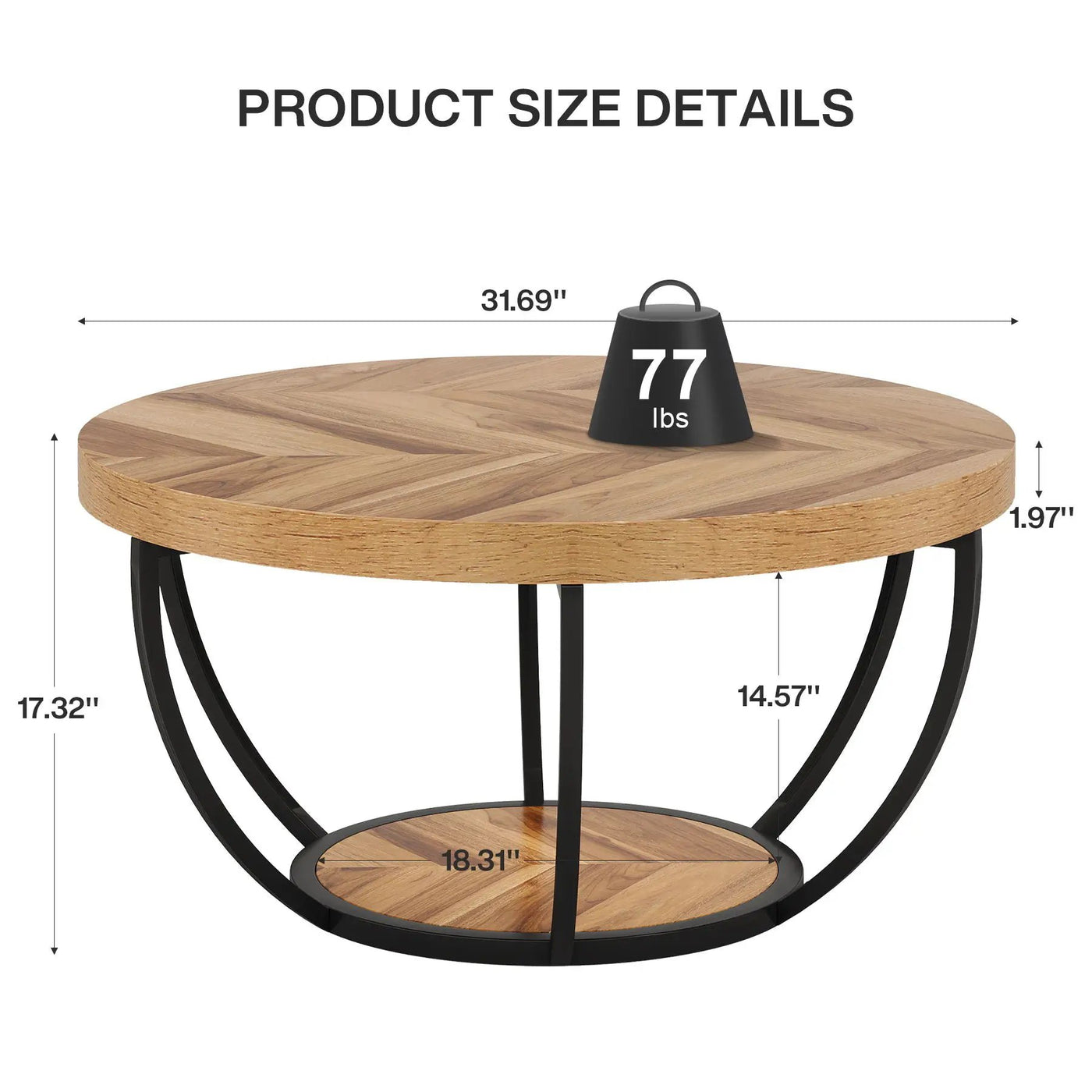 2 Tier Circle Coffee Table With Storage Shelves by HouseOfZazla
