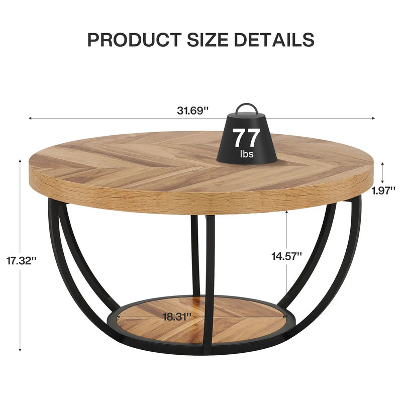 2 Tier Circle Coffee Table With Storage Shelves by HouseOfZazla