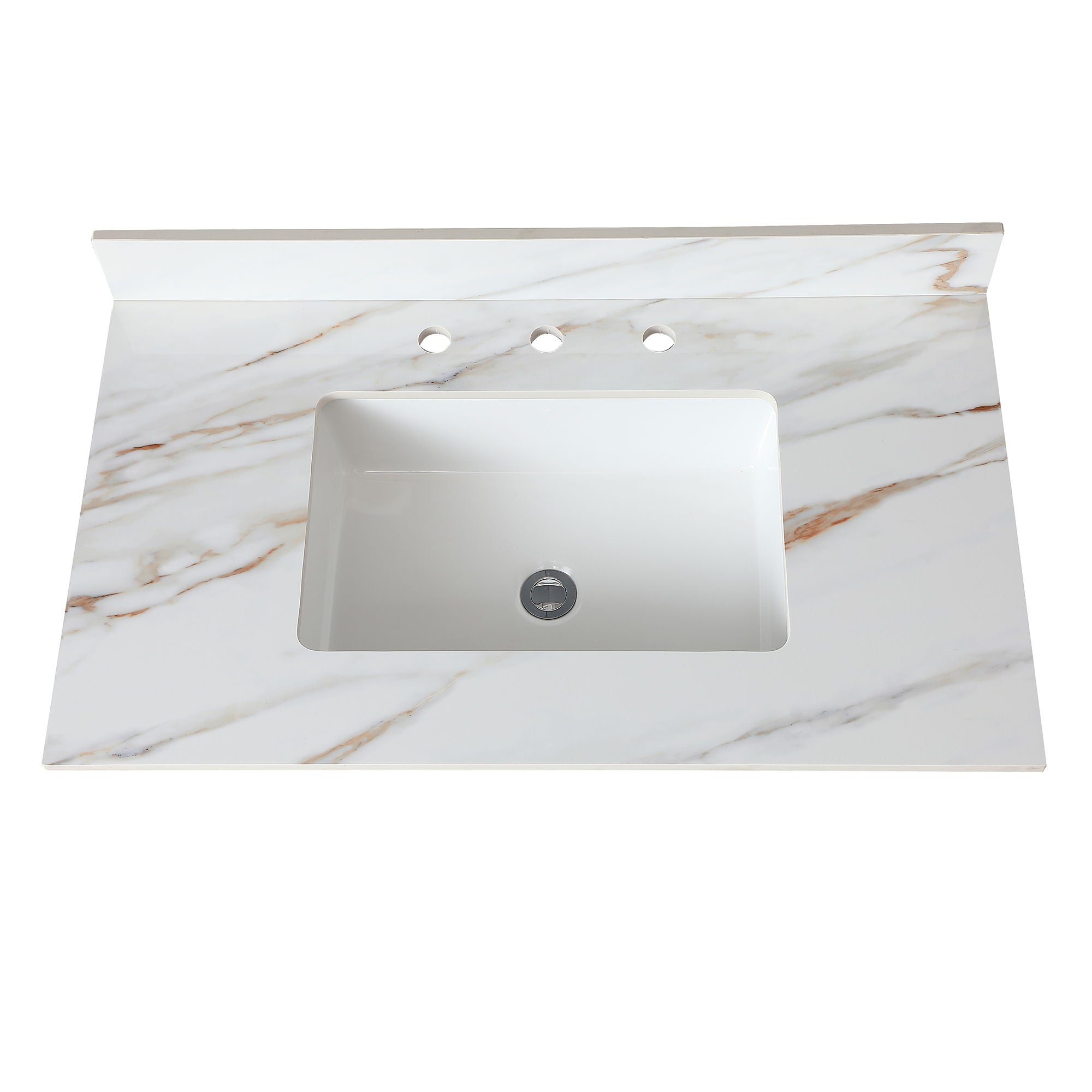 Vanity Top With Undermount Sink And Backsplash, Sintered Stone by HouseOfZazla