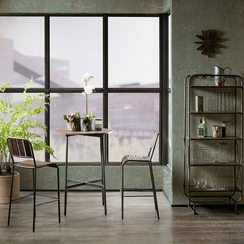 Renu - Round Bar Table With Industrial Charm - Light Brown by HouseOfZazla