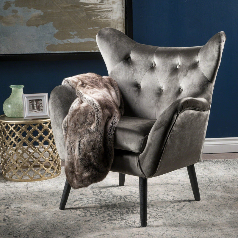 Alyssa Mid Century Upholstered Arm Chair With Wingback Design by HouseOfZazla