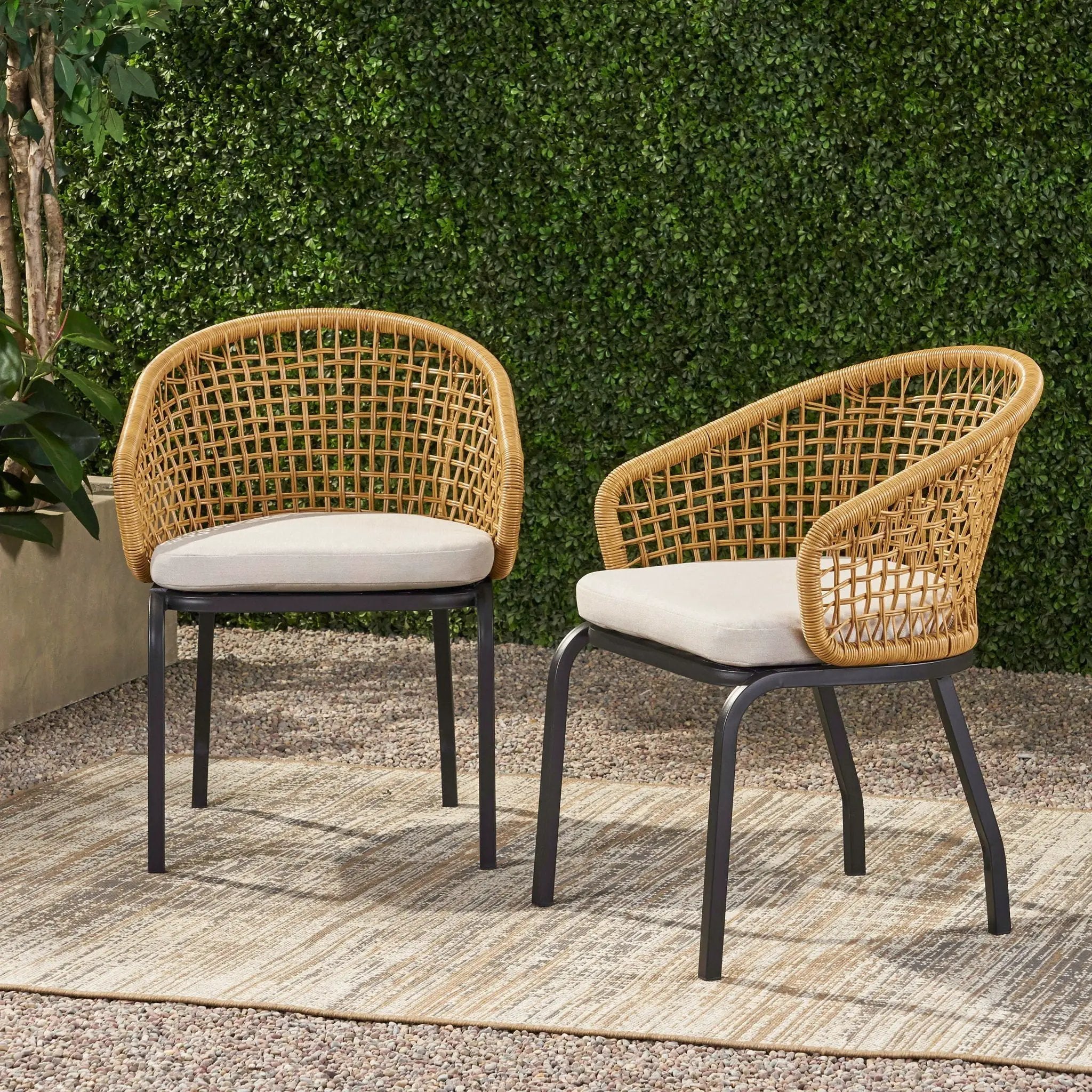 Outdoor Wicker Chair With Powder-Coated Iron Legs by HouseOfZazla