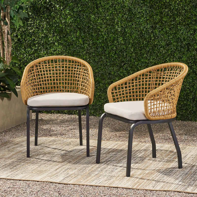 Outdoor Wicker Chair With Powder-Coated Iron Legs by HouseOfZazla