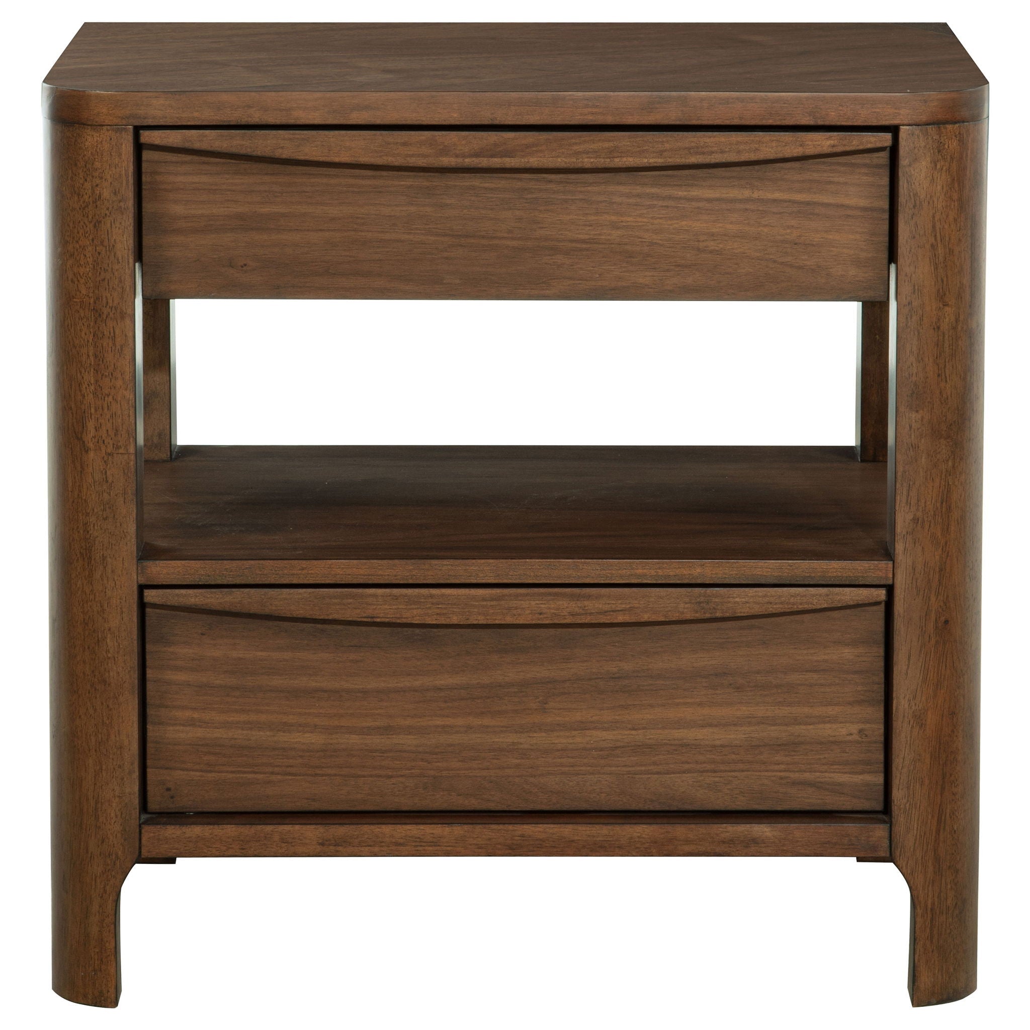 Verona - 2 Drawer Bedside Table With Hidden Storage - Walnut by HouseOfZazla
