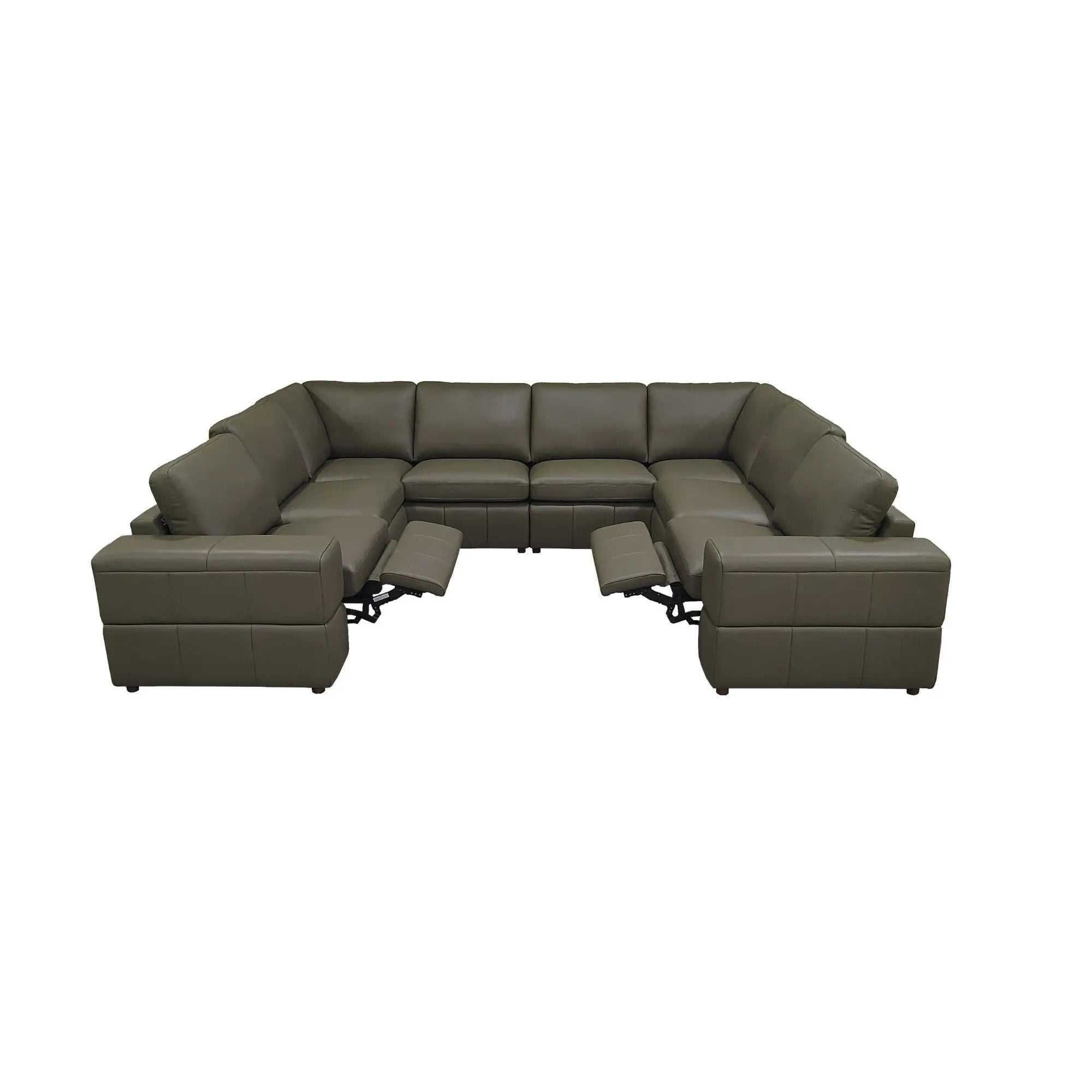 Upholstered Large Arms Sectional With Recliner Seats by Unique Piece Furniture