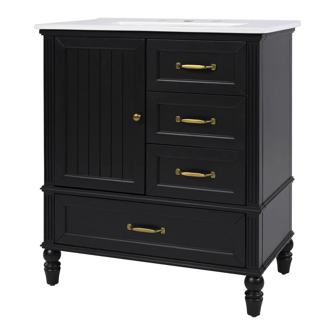 30" Bathroom Vanity With Sink, 3 Drawers, Adjustable Feet by HouseOfZazla