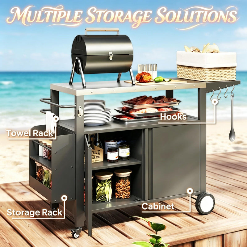 Convenient Kitchen Island, Movable Grill Cart Table, Oven Table, Versatile Bar Cart by HouseOfZazla