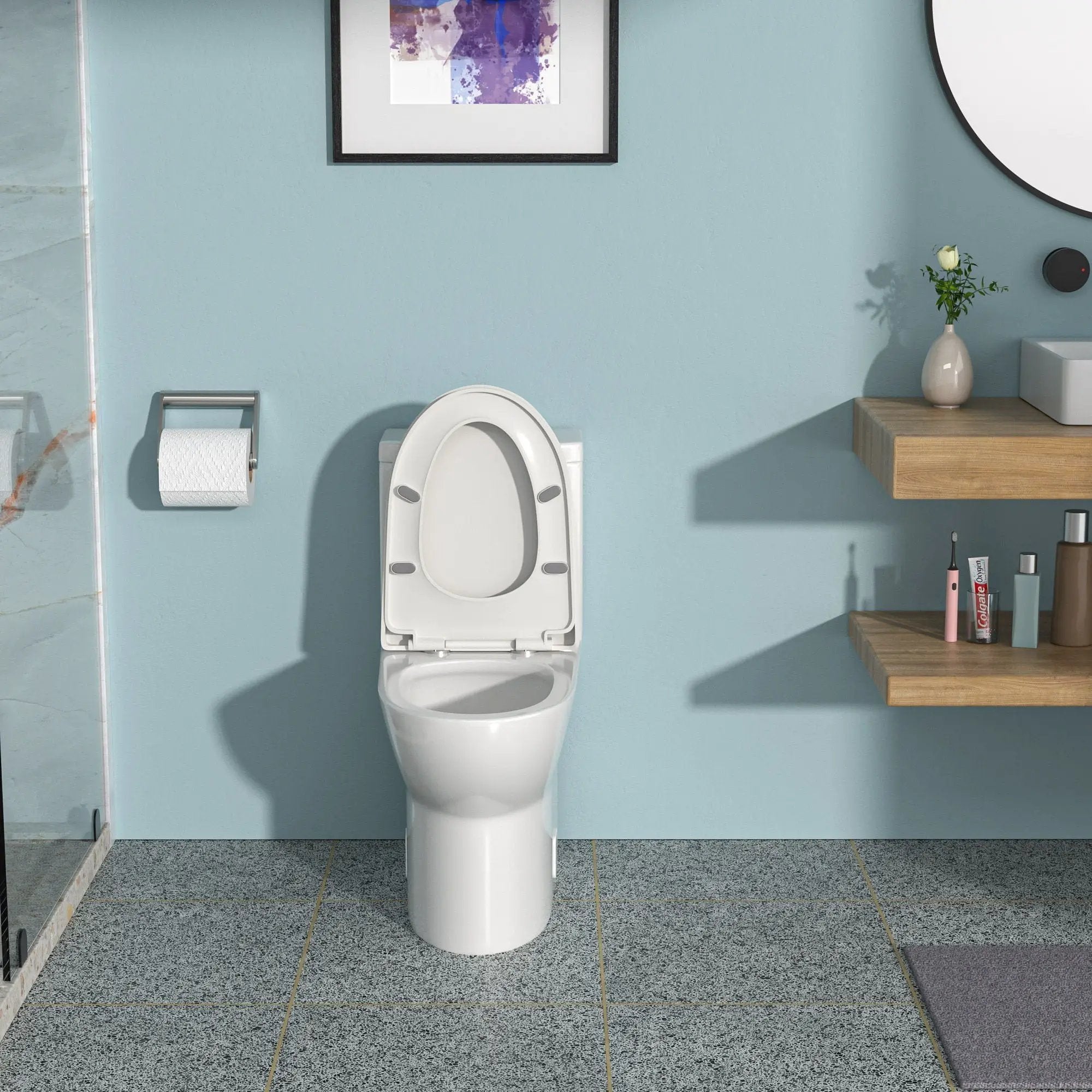 1 Piece Toilet With Dual Flush, Soft Closing Seat - White by HouseOfZazla